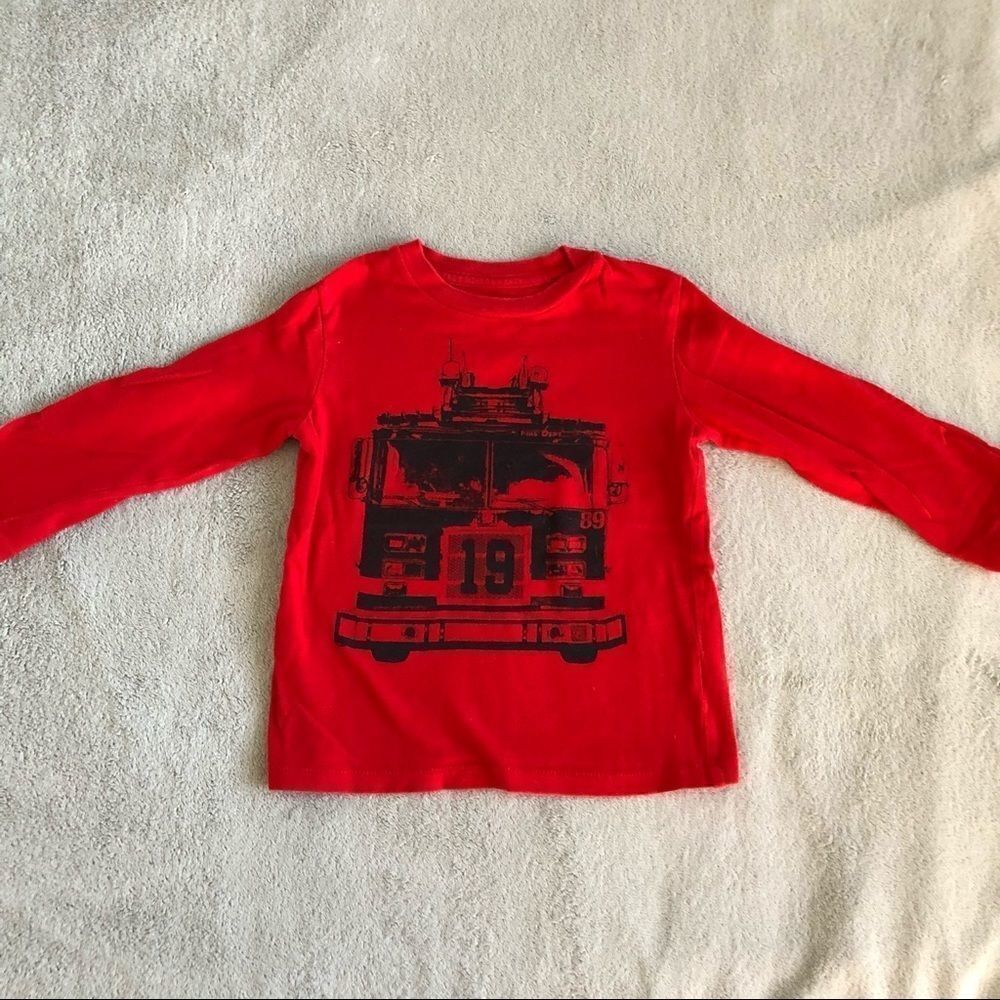 Baby Gap Boys Long Sleeve Firetruck Graphic Tee